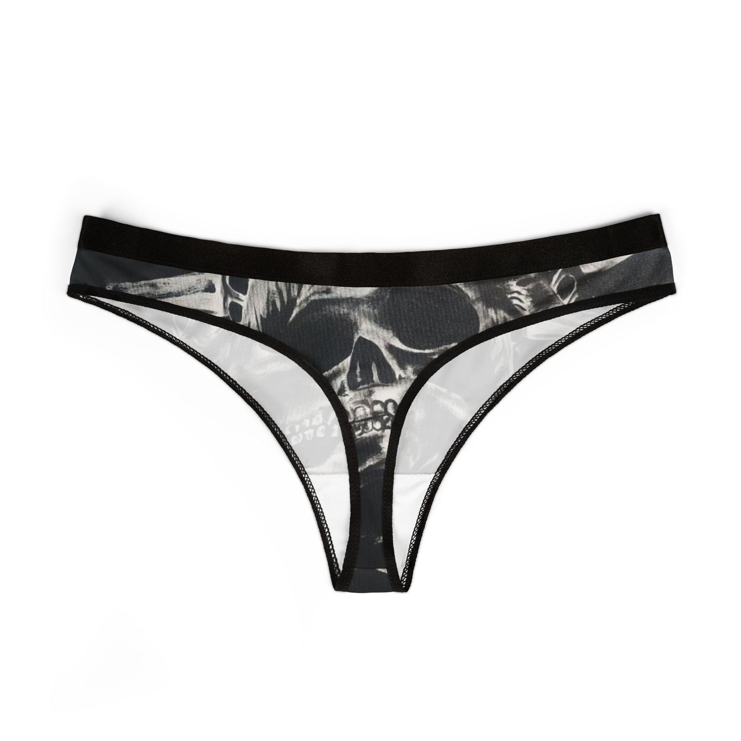 Thong Underwear - Black and White Skull Lady Liberty Design