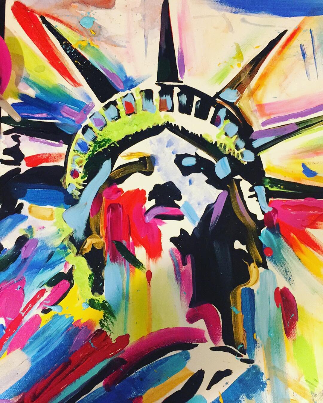Colorful Statue of Liberty painting by Tanya Mac
