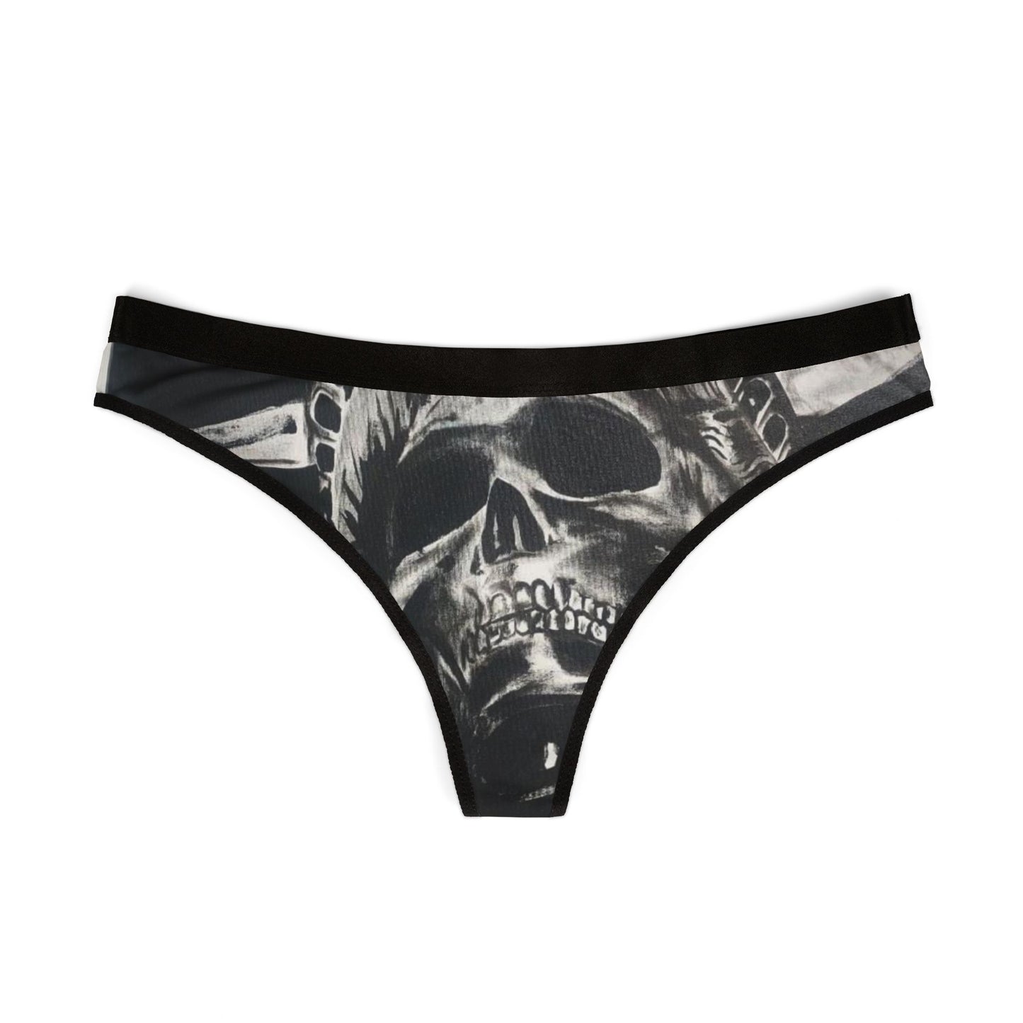 Thong Underwear - Black and White Skull Lady Liberty Design